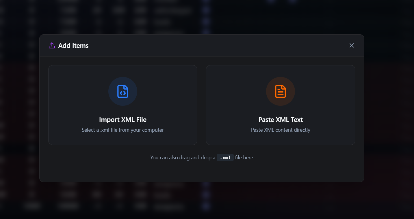 Add Items Modal